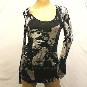 Vera Wang Long sleeve Print Shirt Blouse XS